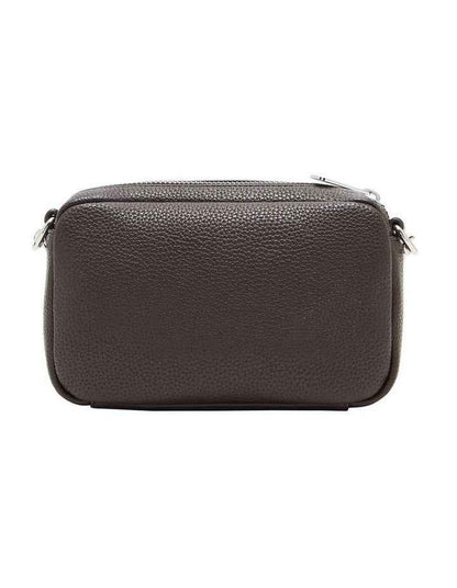 Textured Leather Crossbody Bag - Dark Brown