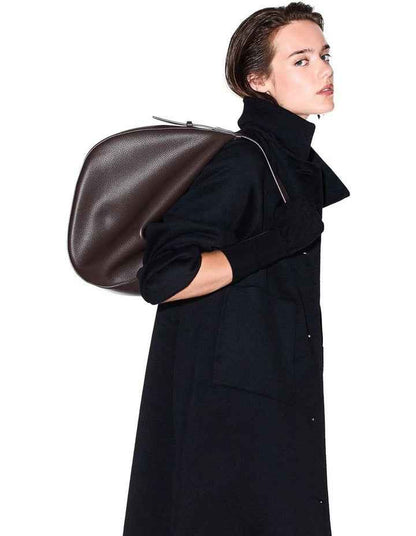 Medium Shoulder Bag - Brown Grain Texture