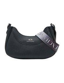 Small Curved Shoulder Bag - Black Textured