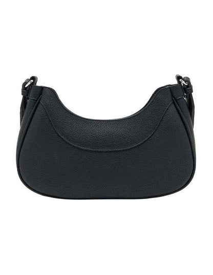 Small Curved Shoulder Bag - Black Textured