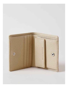 Textured Leather Mini Wallet - Light Beige