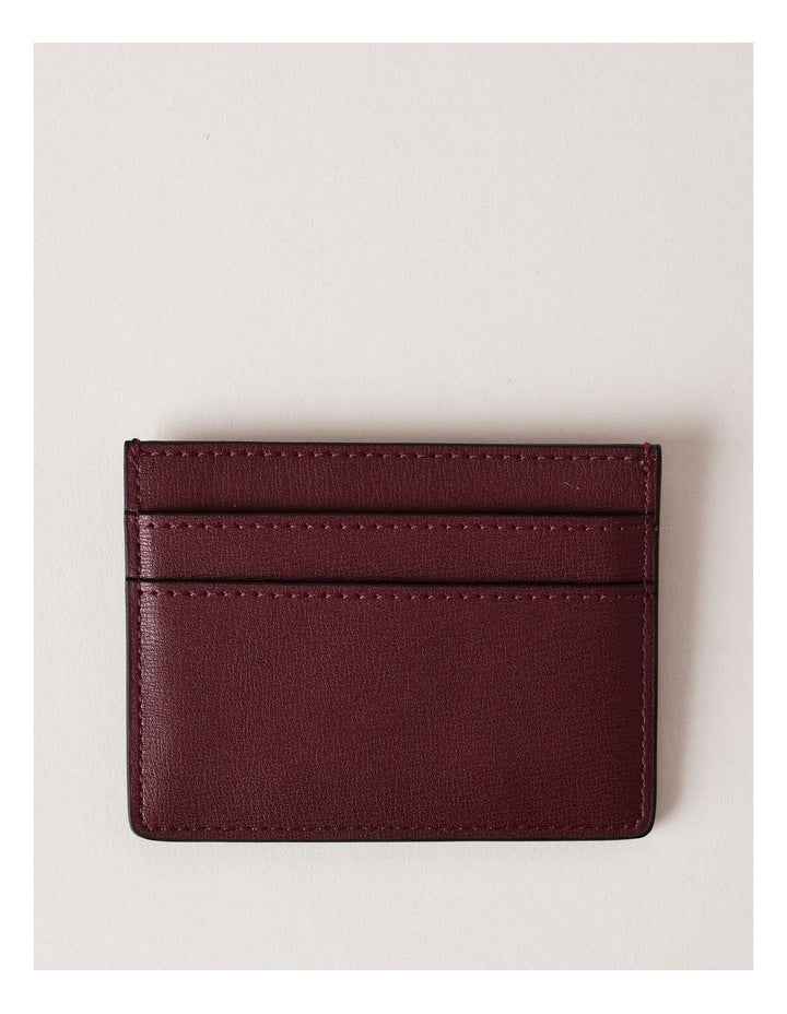 Textured Leather Card Holder - Burgundy