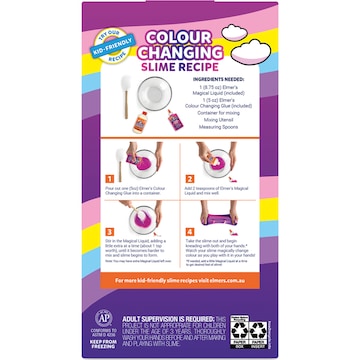Elmer's Unicorn Magic Slime Kit Colour Changing each