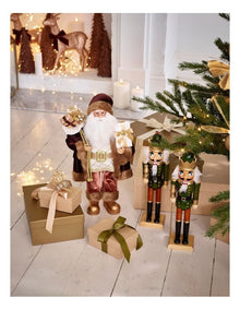 Harvest Christmas Jasper the Metallic Santa with Present 46cm in Mocha
