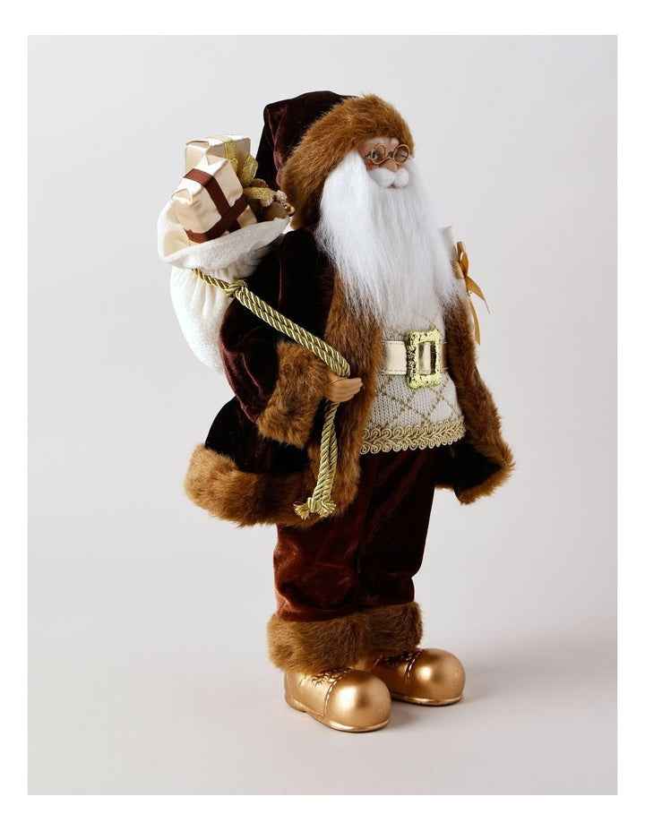 Harvest Christmas Jasper the Metallic Santa with Present 46cm in Mocha