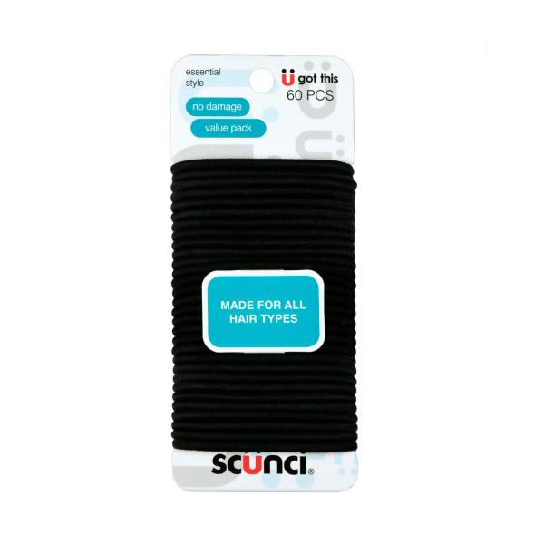 SCUNCI 4MM NO DAMAGE BLACK ELASTICS