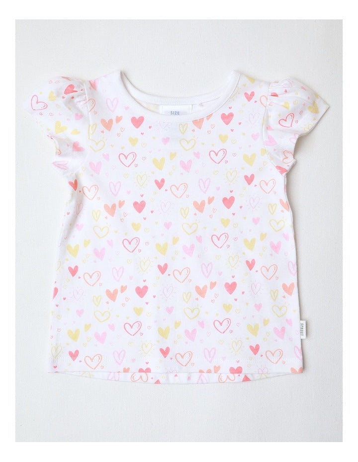 Essential Little Love Heart Print T-Shirt in White