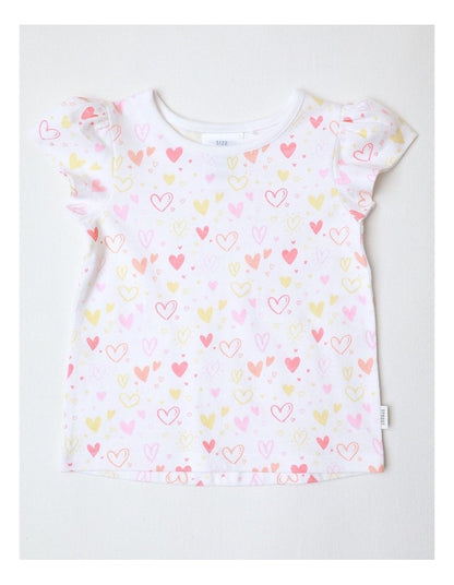 Essential Little Love Heart Print T-Shirt in White