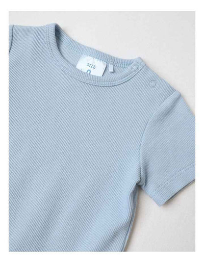 Essential Rib Bodysuit in Pale Blue