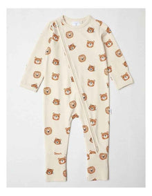 Essential Cute Animal Face Coveralls in Bone