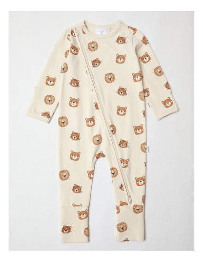 Essential Cute Animal Face Coveralls in Bone