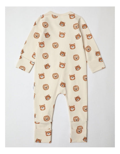 Essential Cute Animal Face Coveralls in Bone