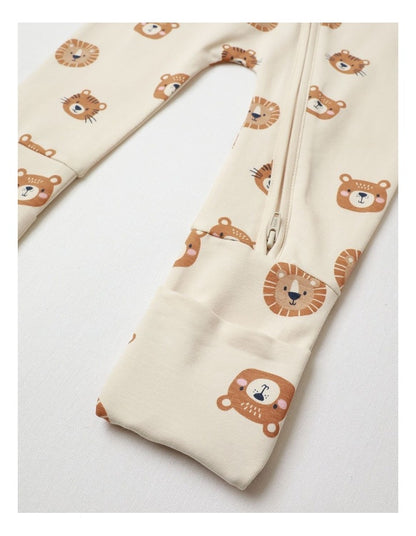 Essential Cute Animal Face Coveralls in Bone
