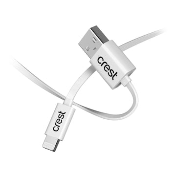 Crest Lightning to USB A Flat Cable White 2m each