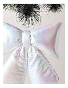 Candyland Christmas Fabric Oversized Iridescent Bow 38cm in White