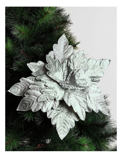 Eucalyptus Christmas Oversized Poinsettia Pick 41cm in Blue