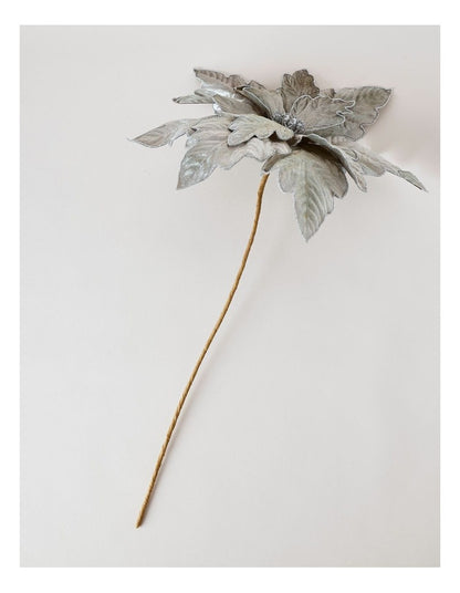Eucalyptus Christmas Oversized Poinsettia Pick 41cm in Blue