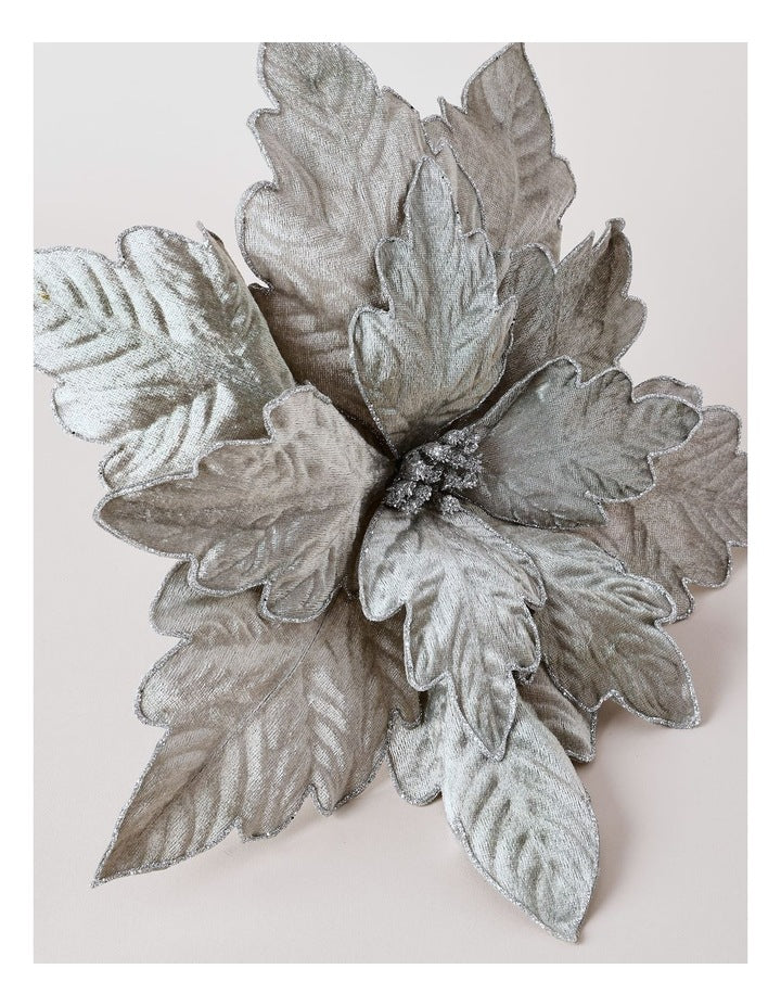 Eucalyptus Christmas Oversized Poinsettia Pick 41cm in Blue