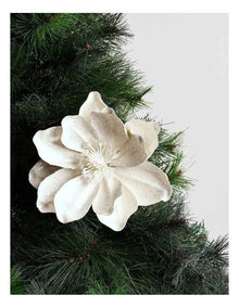 Luxe Christmas Fabric Magnolia Pick 50cm in White