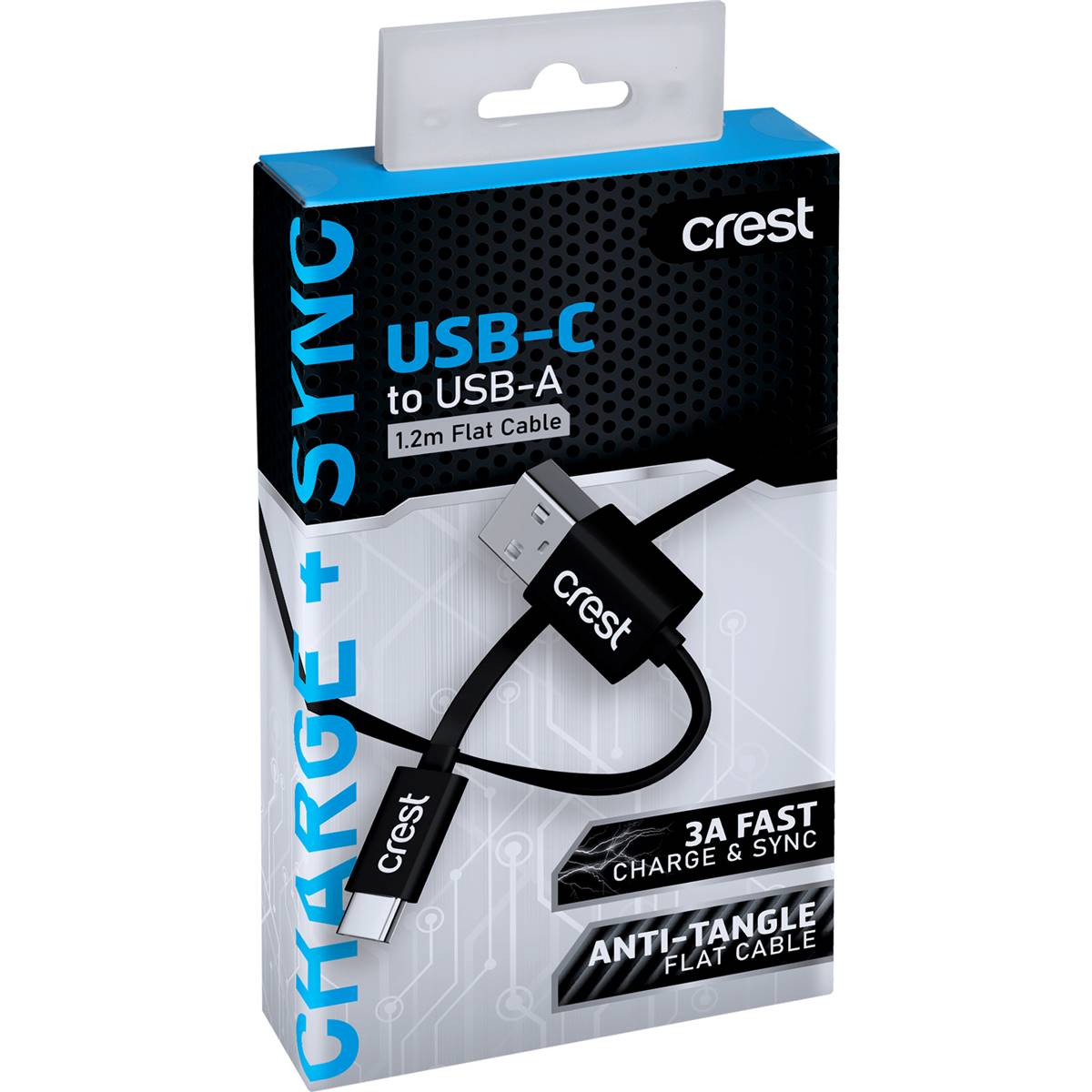 Crest Usb-c To Usb-a Flat Cable 1 Pack