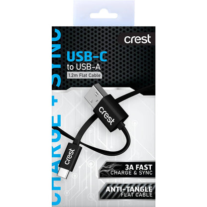 Crest Usb-c To Usb-a Flat Cable 1 Pack