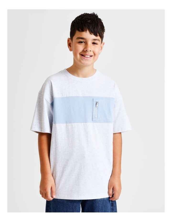 Zip Pocket Tee in Grey Marle