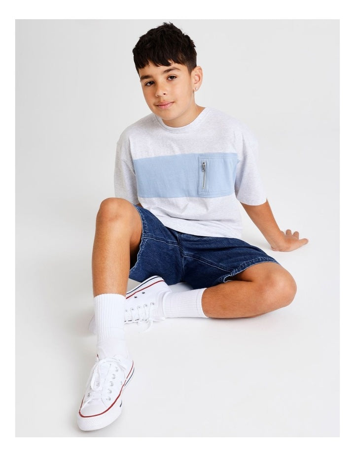 Zip Pocket Tee in Grey Marle