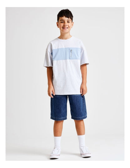 Zip Pocket Tee in Grey Marle