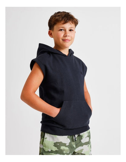 Sleeveless Sweat Top in Black