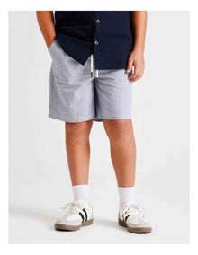 Ticking Stripe Short in Navy and Ecru