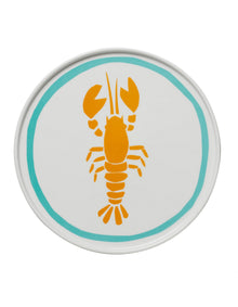Lobster 25cm New Bone China Dinner Plate Aqua Rim