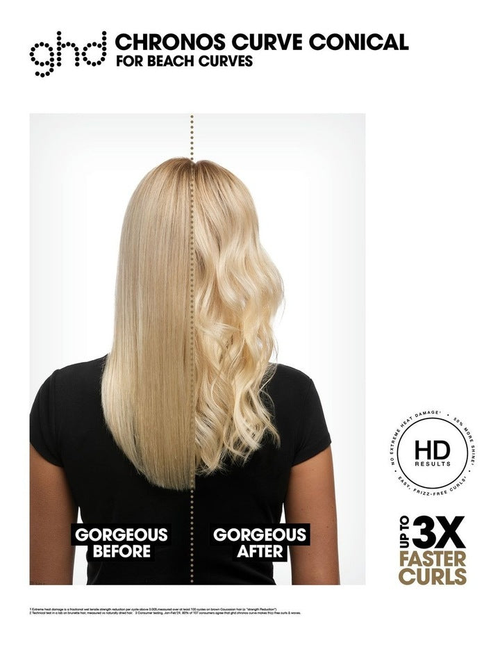 Chronos curve conical curling wand in black
