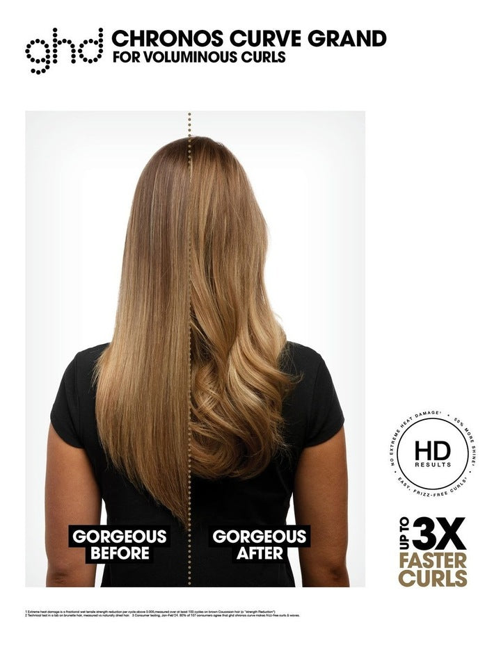 Chronos curve grand curling tong in black