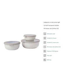Cirqula Round Small Bowl Set 3 Piece in Nordic White