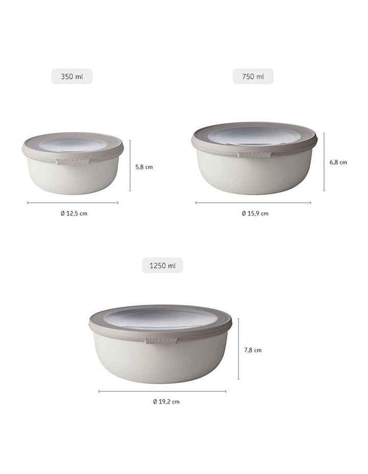 Cirqula Round Small Bowl Set 3 Piece in Nordic White