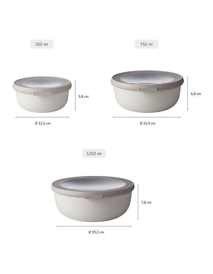 Cirqula Round Small Bowl Set 3 Piece in Nordic White