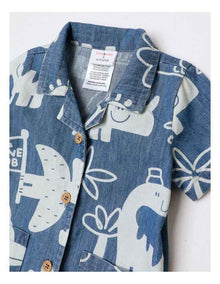 Alfie Discharge Vacay Romper In Denim