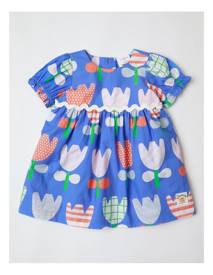 Honey Paper Touch Woven Dress in Blue