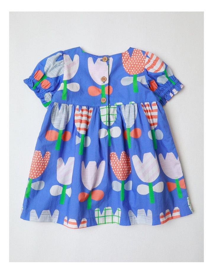 Honey Paper Touch Woven Dress in Blue