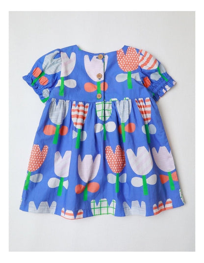 Honey Paper Touch Woven Dress in Blue