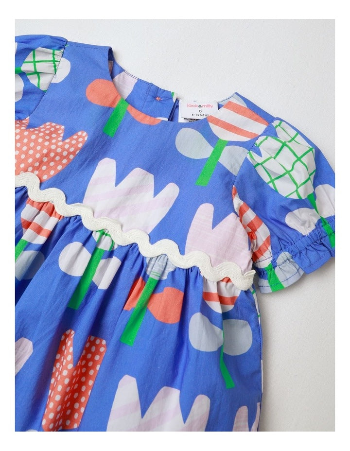 Honey Paper Touch Woven Dress in Blue