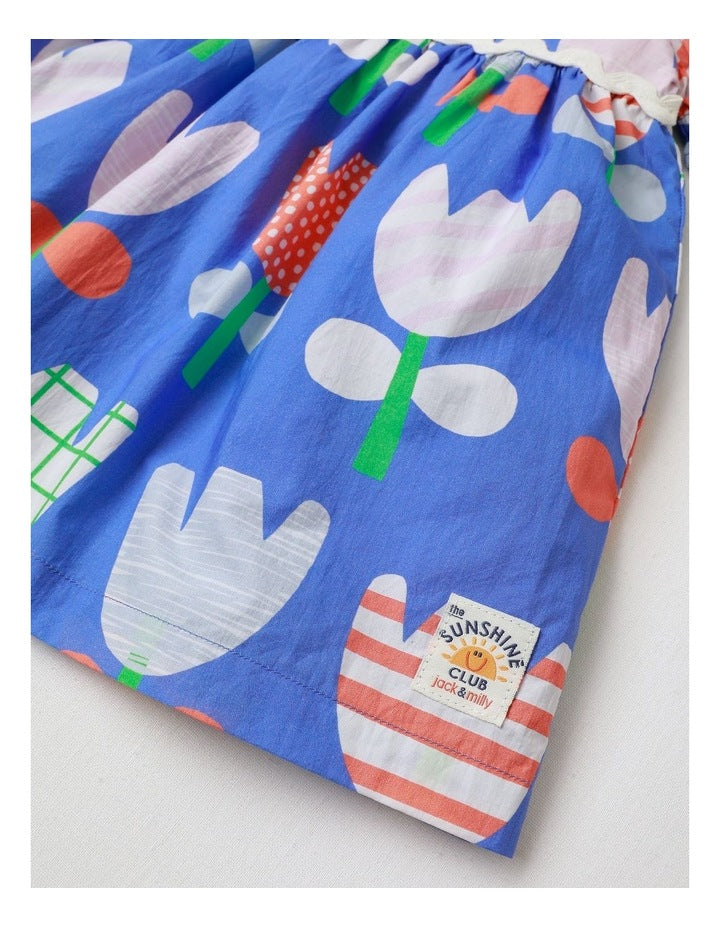 Honey Paper Touch Woven Dress in Blue