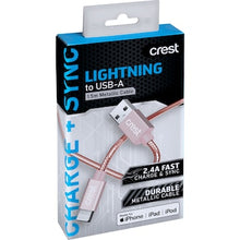 Crest Lightning to USB A Metallic Cable Assorted 1.5m each