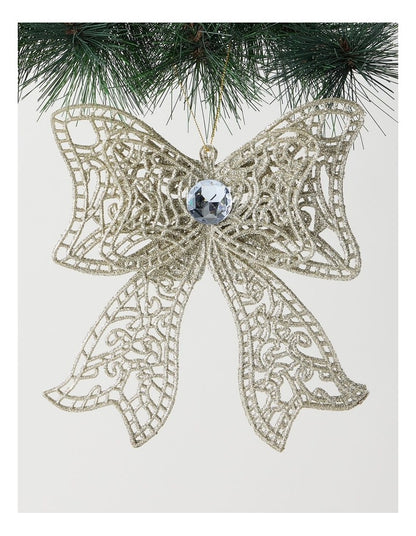 Luxe Christmas Oversized Bow Ornament 20cm in Gold