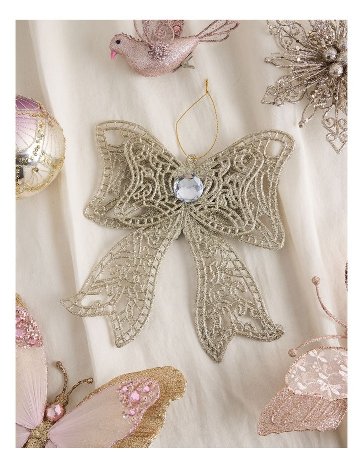 Luxe Christmas Oversized Bow Ornament 20cm in Gold