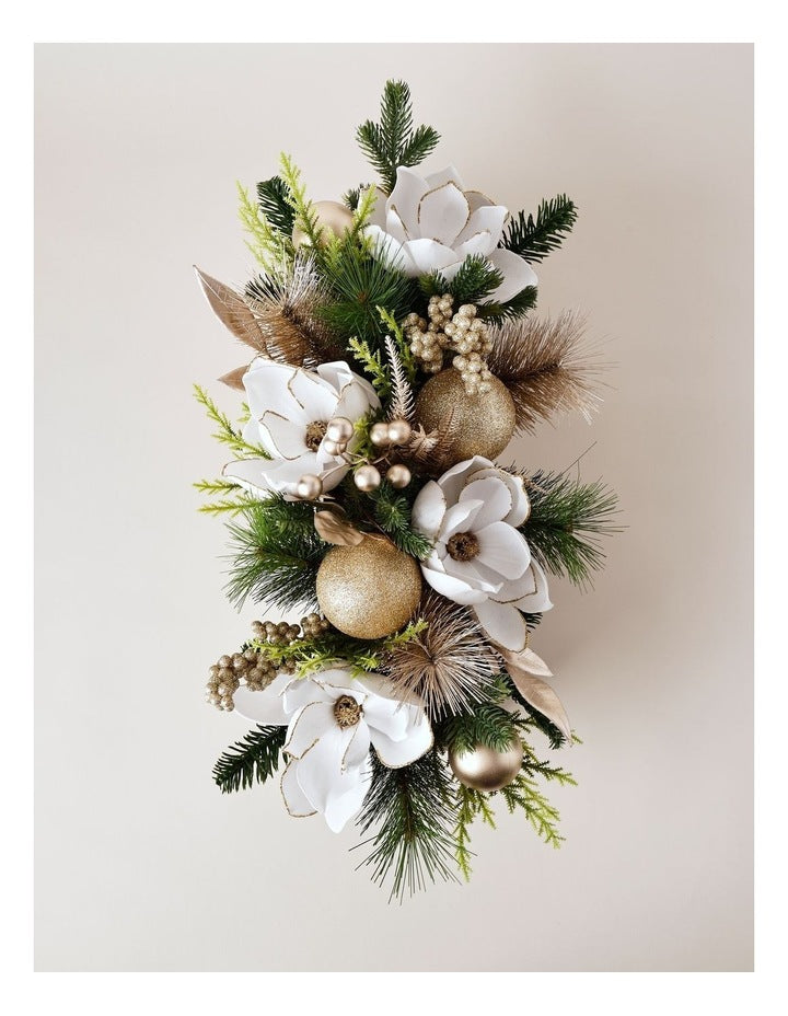 Luxe Christmas Magnolia Foliage Arrangement 56cm in White