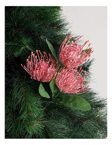 Eucalyptus Christmas Pincushion Spray Pick 68cm in Green/Orange