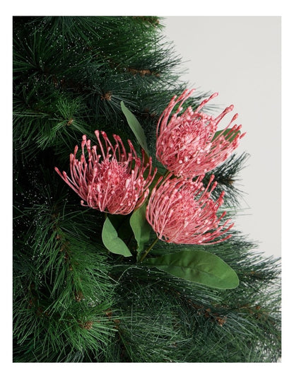 Eucalyptus Christmas Pincushion Spray Pick 68cm in Green/Orange