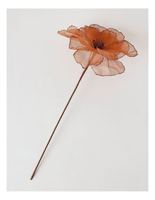 Harvest Christmas Camellia Organza Pick 50cm in Brown
