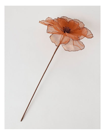 Harvest Christmas Camellia Organza Pick 50cm in Brown